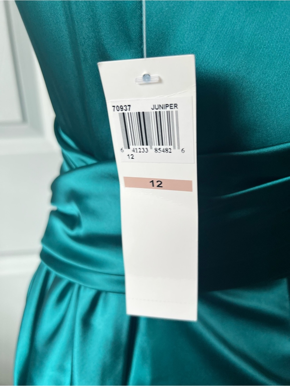 Maggy London Teal Satin Draped Midi Dress - Picture 10 of 15